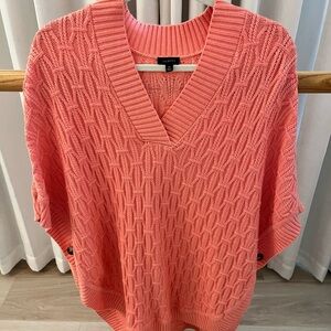 Talbots Coral V-Neck Cable Knit Sweater